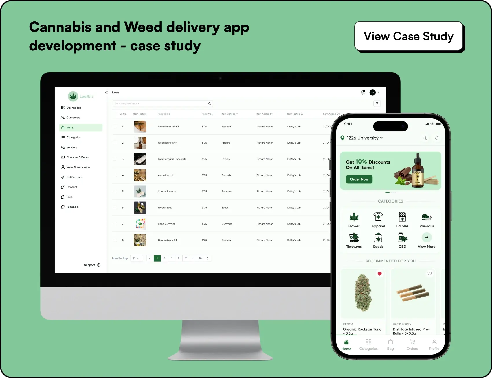 Cannabis and Weed delivery app development - case study