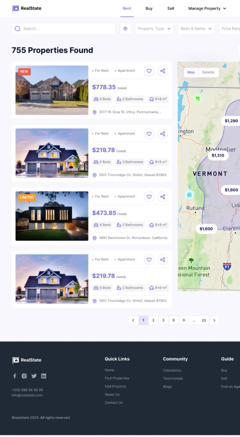 SolGuruz Real Estate Website Portal Property Map View