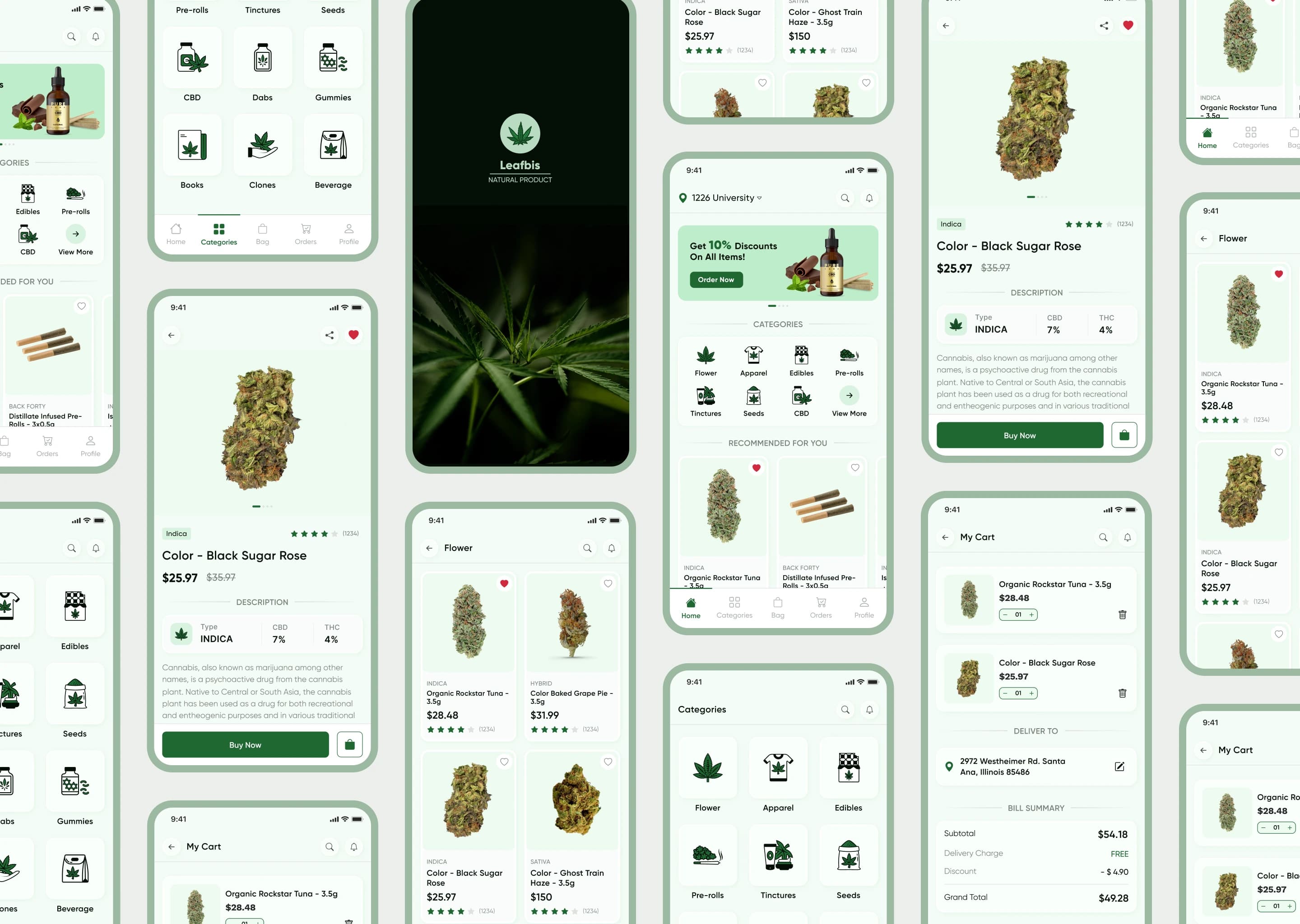 SolGuruz Cannabis Delivery App Low Fidelity Wireframes