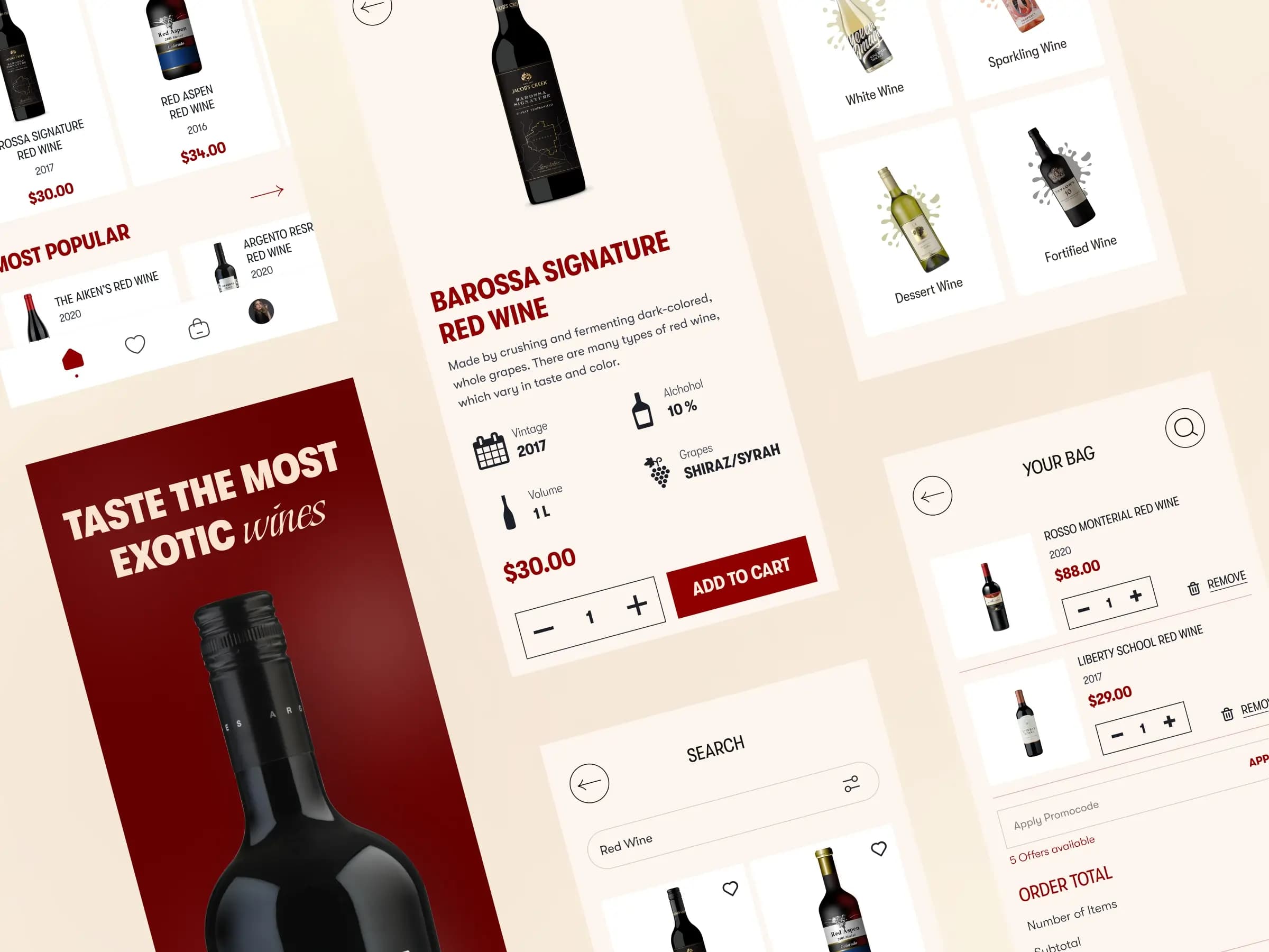 wine app ui design