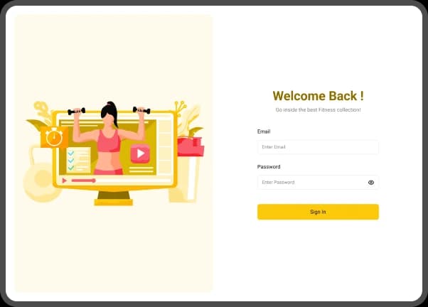 Fitness Portal User Panel Login Screen